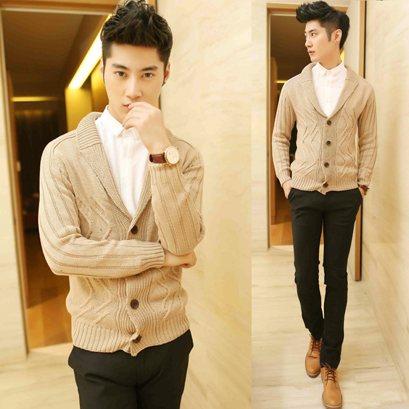 秋冬<em>毛衣男</em>长袖修身韩版男装针织衫发型师外套