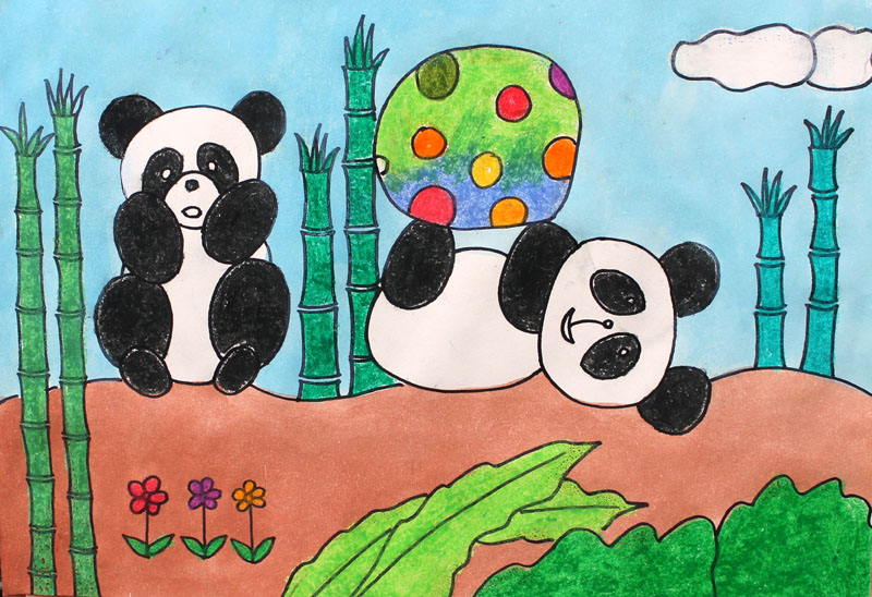 [儿童画油画棒 动物画手工画] 教师课稿系列作品