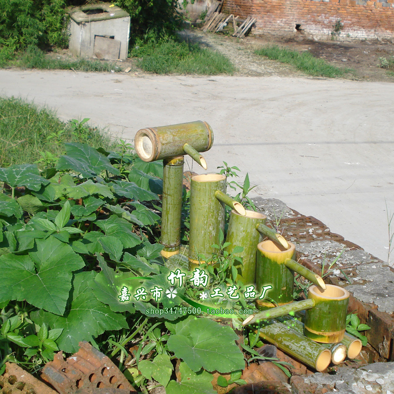 定做\/园林立式水管\/纯手工竹流水器竹筒流水\/盆