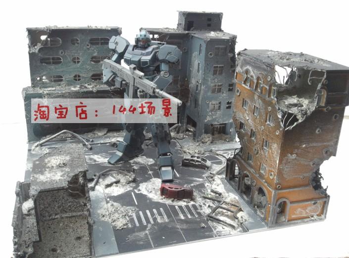 1:144 100 MG RG HG高达敢达城市战损场景 情