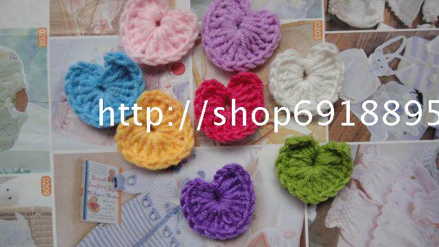 奶棉线<em>编织</em>手工钩花钩针<em>编织心型</em>花朵<em>毛衣</em>配件