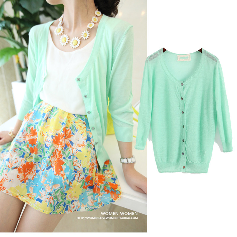 <em>夏季</em>薄款亚麻连衣裙小<em>外搭小开衫</em>苎麻女士针织