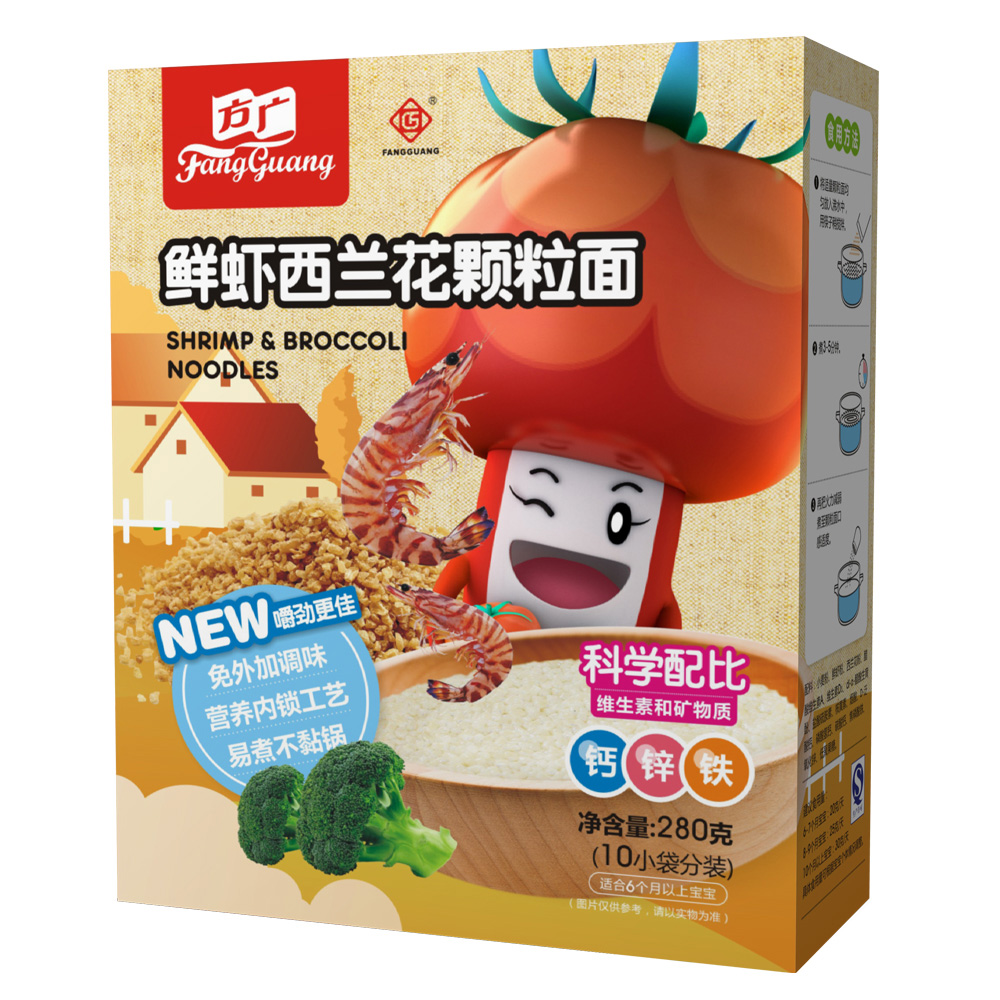婴儿辅食\/方广宝宝面条 鲜虾西兰花颗粒面 280
