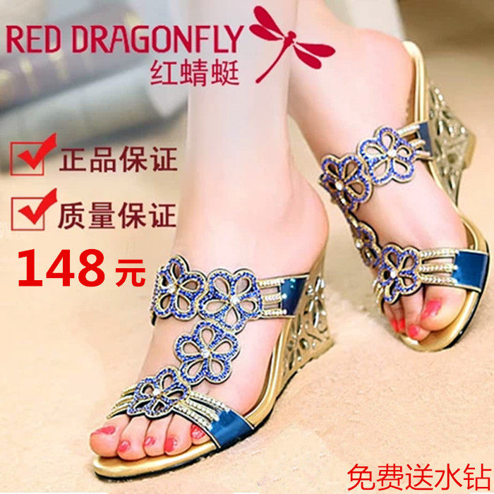 <em>红蜻蜓女凉鞋坡跟</em>2014夏季新款罗马高跟露趾