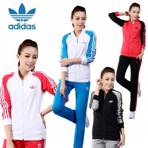 gjy0312正品代购女修身阿迪达斯三叶草运动服