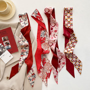红色丝巾发带长条高级感绑包包手柄网红2024衬衫领结飘带丝带