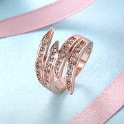 时尚个性镶钻戒指，女百搭潮人指环，小众设计韩版食指环饰品
