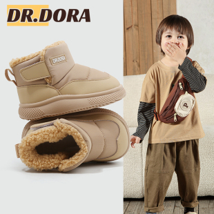 DR.DORA朵拉博士冬季棉靴宝宝棉鞋子高帮加绒加厚保暖雪地棉小童