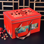 年货礼盒包装高档手提天地盖休闲食品海鲜，特产包装国潮盒