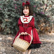 儿童连衣裙原创正版，红色洛丽塔女童日常小女孩万圣节洋装公主裙子