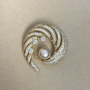 镜面极亮丝滑高品质天然珍珠胸针胸花9.2mm 旋风 螺旋