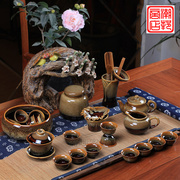 整套钧窑功夫茶具四合一 陶瓷茶具套装 钧瓷茶壶茶道茶杯茶海