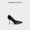 CHARLES&KEITH春夏女鞋CK1-60280358亮片尖头细高跟鞋单鞋婚鞋女