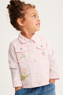 英国NEXT童装23女童女宝宝粉红小兔子蓝色独角兽刺绣牛仔外套