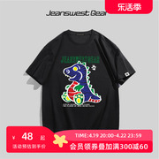 jg&jeanswestgear大码品牌涂鸦小恐龙，印花短袖t恤男女中性风春夏