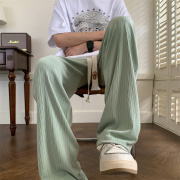 浅绿色冰丝裤子男夏季薄款oversize垂感设计感高级美式防晒阔腿裤