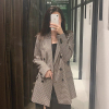 西装时尚复古西装领双排，扣宽松显瘦百搭英伦，风格子外套a814