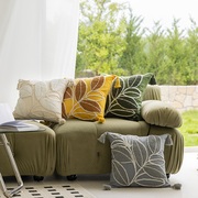 簇绒绣抱枕摩洛哥风格棉帆布靠枕现代简约沙发抱枕绿色绣花抱枕套