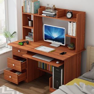 台式电脑桌学生书桌书架组合一体桌写字桌家用卧室学习桌出租屋