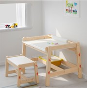 ikea宜家福丽萨特儿童书桌，可调节学习实木，写字桌子画画桌国内