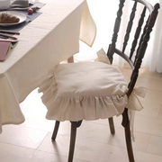 外贸法式椅垫美式餐椅坐垫，纯棉可拆洗全棉，花边绑带布艺椅子垫5cm