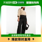 香港直邮潮奢asos女士barrelleg设计斜纹棉布，裤子(黑色)