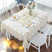 PVC桌布防水防油防烫免洗茶几餐桌垫长方形家用烫金蕾丝欧式台布