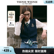 TeenieWeenie小熊2024年V领针织衫毛衣背心马甲绵羊毛混纺软糯女