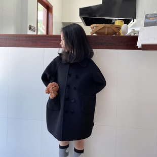 女童全羊毛双面绒大衣，2023秋冬韩版童装，加厚保暖洋气宝宝毛呢外套