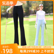 高尔夫球女士长裤修身显瘦松紧，中腰白黑蓝色，微喇叭运动裤子服装