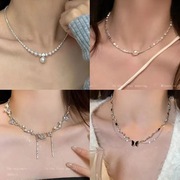 碎银珍珠项链小设计高级感简约气质锁骨链女方糖小钻轻奢精致颈链