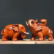 木雕大象摆件象一对实木红木雕刻乔迁家居泰国大象客厅工艺品
