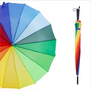 16k直杆彩虹，伞长柄自动雨伞创意，广告雨伞