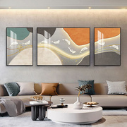 现代轻奢客厅装饰画大气灯光鱼图三联画沙发背景墙挂画简约墙画