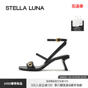 STELLA LUNA女鞋24SS BRASS TACKS 金属扣饰交叉条带高跟凉鞋