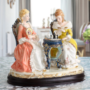 欧式家居创意陶瓷人物摆件蕾丝瓷偶装饰品纯手工彩色精致工艺品