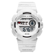 X款手表多功能夜光男生运动电子表169圆形白色黑色儿童国产腕表