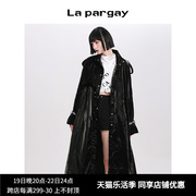 纳帕佳 长款风衣2024春季女式黑色长袖休闲设计感小众外套