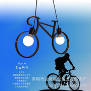 复古创意铁艺单车吊灯美式乡村个性简约餐厅网咖酒吧台自行车灯具