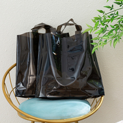 黑色服装店女装装衣服手拎袋子透明高档手提塑料购物袋定制