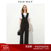 YLLE ELLY时尚摩登连体衣2024春夏西装马甲式针织阔腿连衣裤