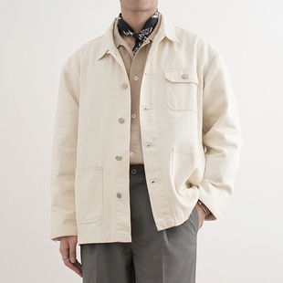 SHIJOIN原创POCKETIME米白色工装牛仔夹克200409长袖纯色秋冬外套