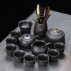 黑紫砂功夫茶具半手工浮雕办公用泡茶器中式整套纯色茶壶套装家用