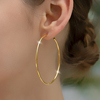 金色大圈耳环简约气质，925纯银针女光面，韩版气质小众夸张耳圈