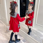 女童卫衣裙春秋装2022韩版儿童女孩中长款大童洋气长袖连衣裙