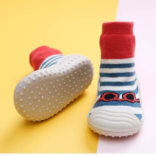 婴儿学步鞋秋冬季宝宝卡通加厚软底室内鞋儿童防滑防掉地板袜子鞋