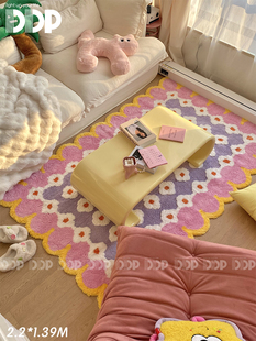 DDP原创立体樱花粉花朵客厅卧室艺术地毯簇绒客厅卧室防滑可机洗