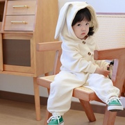 卫衣女童春秋款2023儿童兔子，衣服宝宝外套，童装女洋气时髦套装