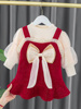 女童冬季加绒连衣裙婴儿鱼尾裙，套装两件套儿童冬装周岁女宝宝礼服