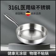 316l不锈钢平底锅不粘锅煎锅，煎饼煎蛋牛排，无涂层电磁炉煤气灶专用